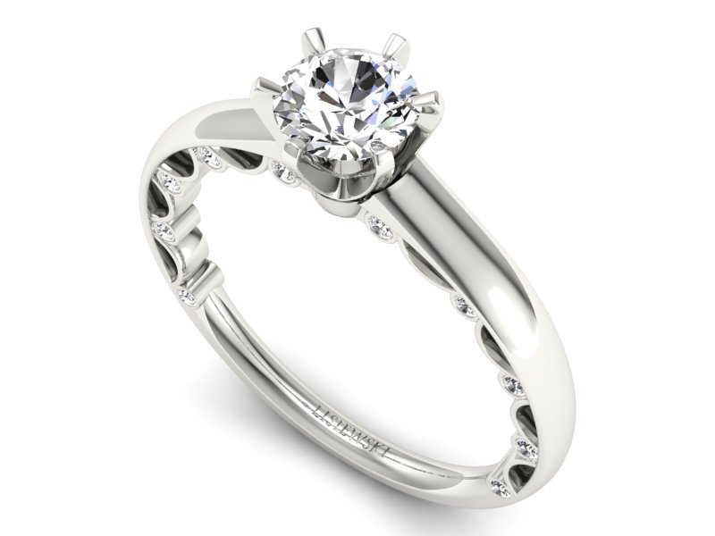 Złoty pierścionek z brylantami białe złoto - p16400b — zdjęcie 3