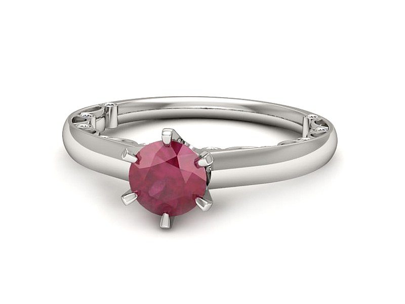 Pierścionek z rubinem i brylantami białe złoto - p16400br — zdjęcie 5
