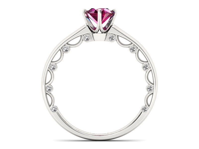 Pierścionek z rubinem i brylantami białe złoto - p16400br — zdjęcie 2