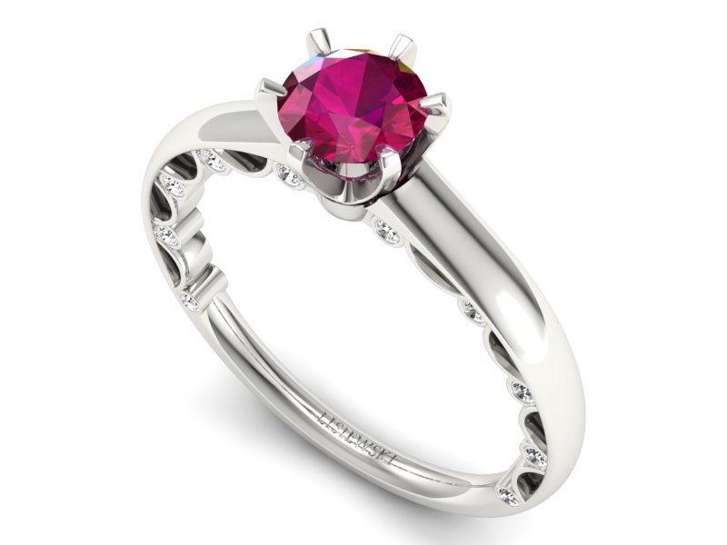 Pierścionek z rubinem i brylantami białe złoto - p16400br — zdjęcie 3