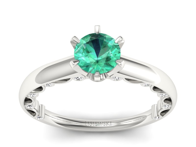 Złoty pierścionek ze szmaragdem i brylantami - p16400bsm