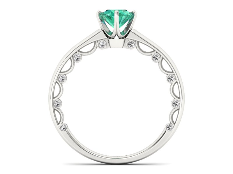 Złoty pierścionek ze szmaragdem i brylantami - p16400bsm — zdjęcie 2