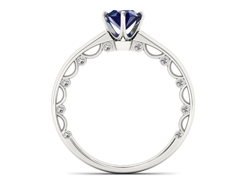 Pierścionek z szafirem i brylantami białe złoto - p16400bsz — zdjęcie 2