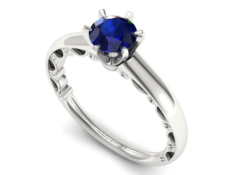 Pierścionek z szafirem i brylantami białe złoto - p16400bsz — zdjęcie 3