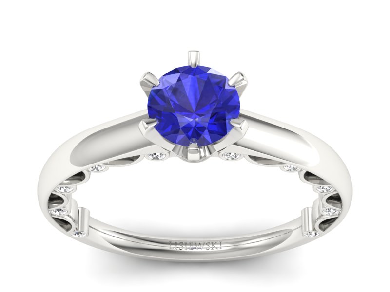 Pierścionek z szafirem i brylantem białe złoto - p16400bszc