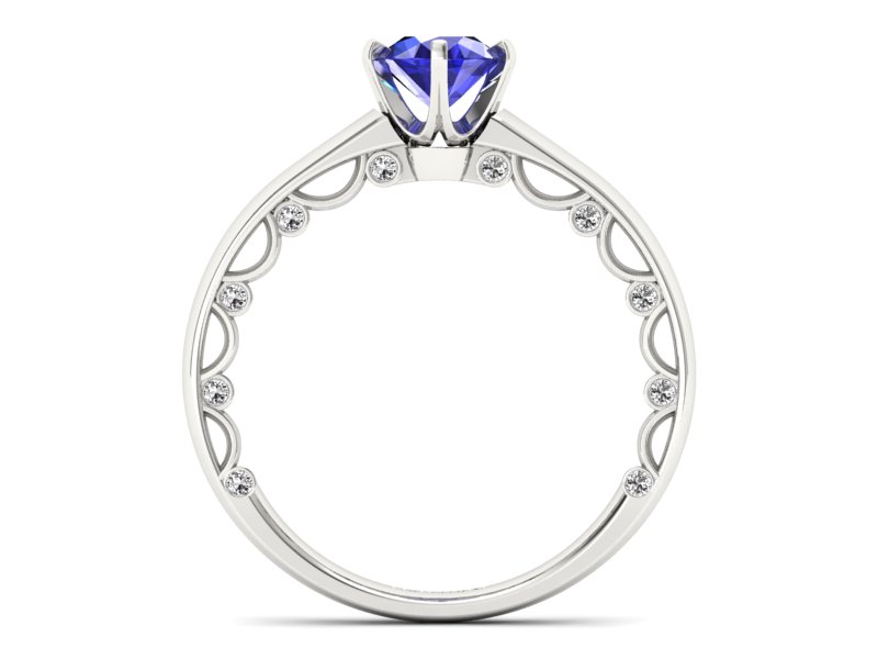Pierścionek z szafirem i brylantem białe złoto - p16400bszc — zdjęcie 2