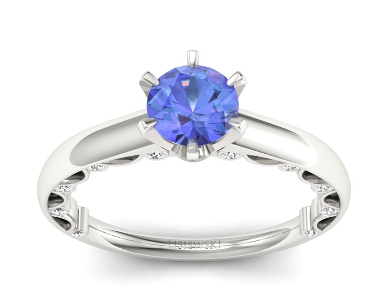 Pierścionek z tanzanitem białe złoto i brylantami - p16400bt