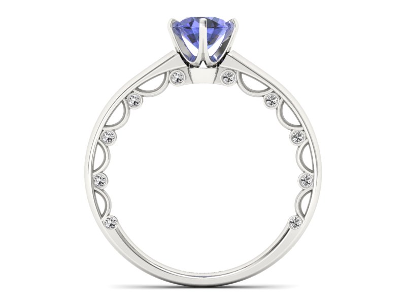 Pierścionek z tanzanitem białe złoto i brylantami - p16400bt — zdjęcie 2