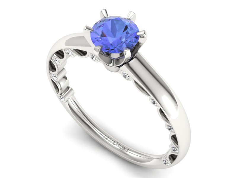 Pierścionek z tanzanitem białe złoto i brylantami - p16400bt — zdjęcie 3