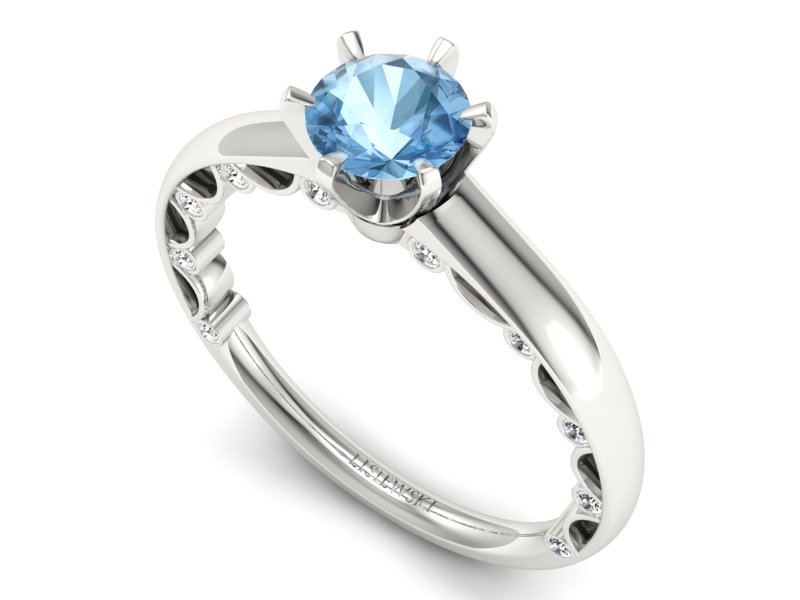 Pierścionek z topazem i brylantami białe złoto - p16400btp — zdjęcie 3