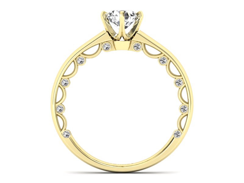 Złoty pierścionek z brylantami żółte złoto - p16400z — zdjęcie 2