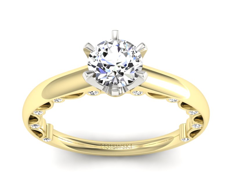 Pierścionek z diamentami żółte i białe złoto - p16400zb