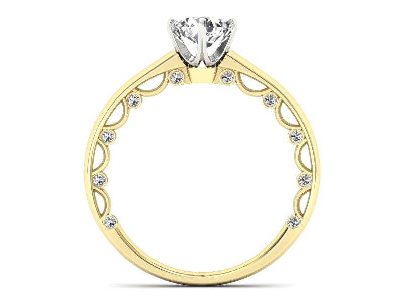 Pierścionek z diamentami żółte i białe złoto - p16400zb — zdjęcie 2