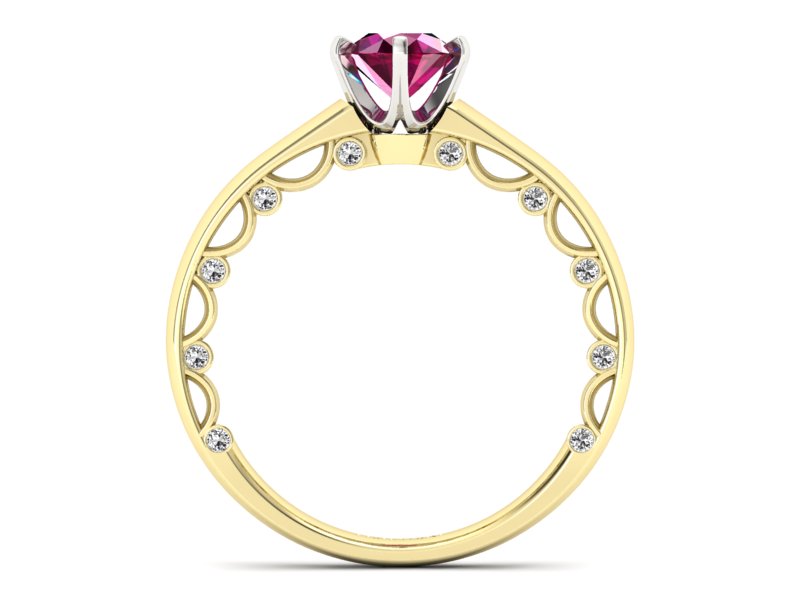 Pierścionek z rubinem i diamentami - p16400zbr — zdjęcie 2