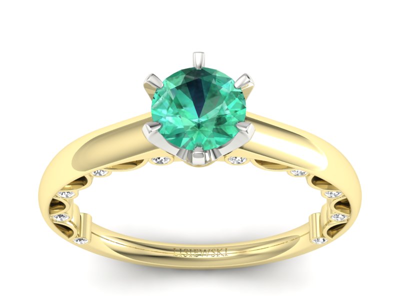 Złoty pierścionek ze szmaragdem i brylantami - p16400zbsm