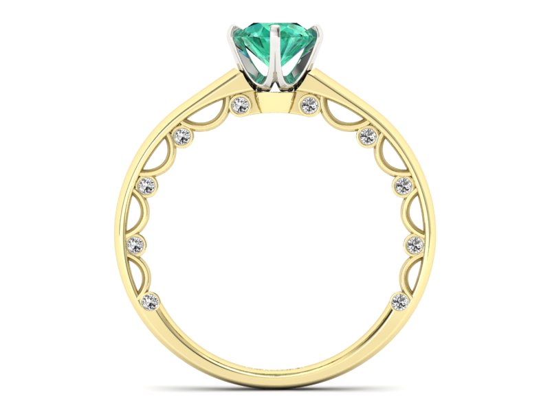 Złoty pierścionek ze szmaragdem i brylantami - p16400zbsm — zdjęcie 2