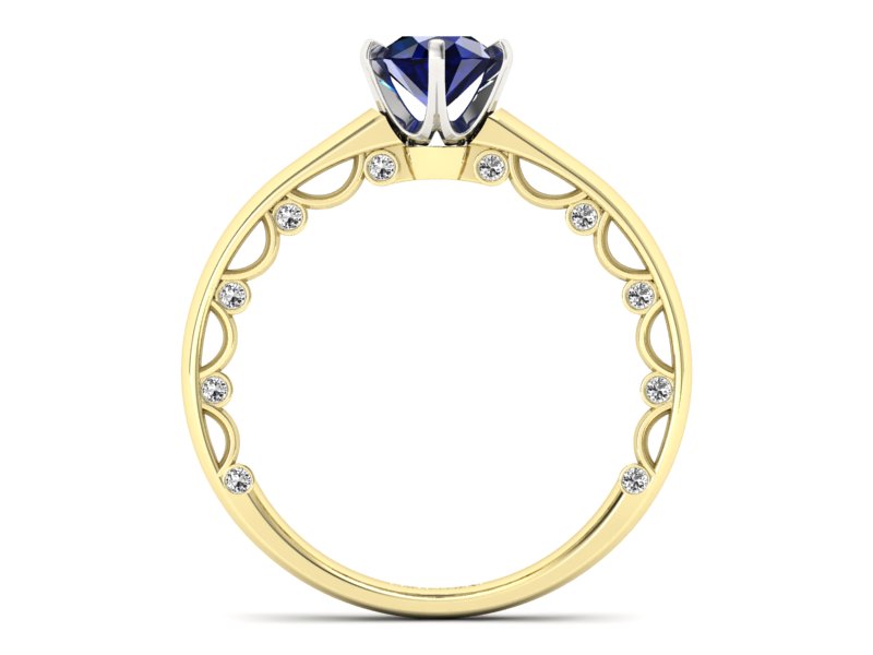 Pierścionek z szafirami i diamentami - p16400zbsz — zdjęcie 2