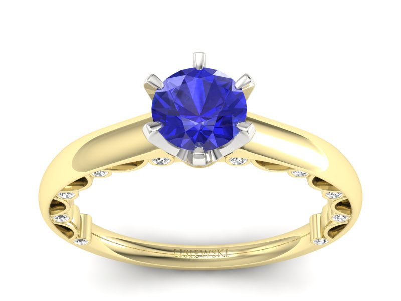 Pierścionek z szafirem i diamentami - p16400zbszc