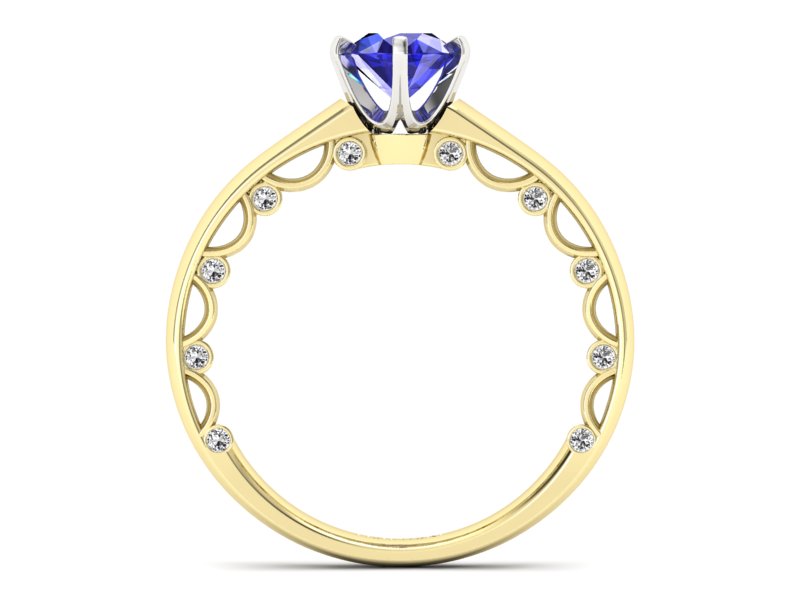 Pierścionek z szafirem i diamentami - p16400zbszc — zdjęcie 2