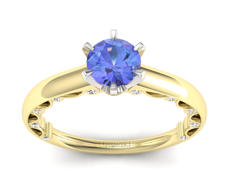 Złoty pierścionek z tanzanitem i brylantami - p16400zbt