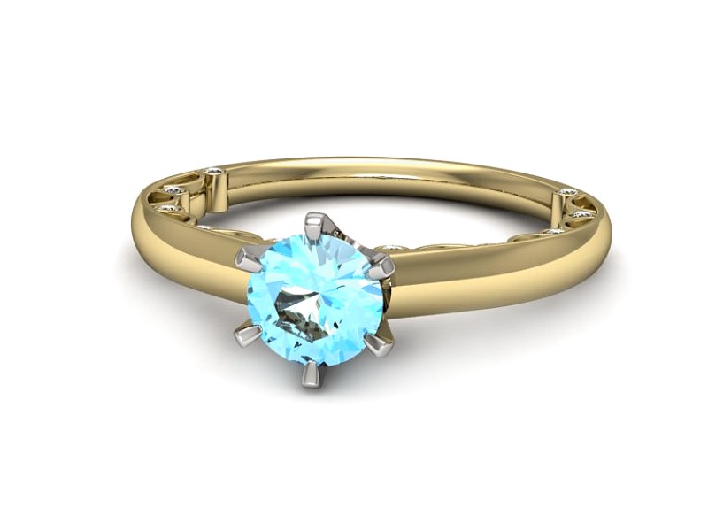 Pierścionek topaz i brylanty białe żółte złoto - p16400zbtp — zdjęcie 5