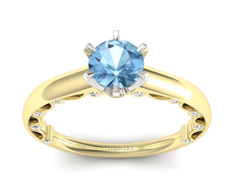 Pierścionek topaz i brylanty białe żółte złoto - p16400zbtp