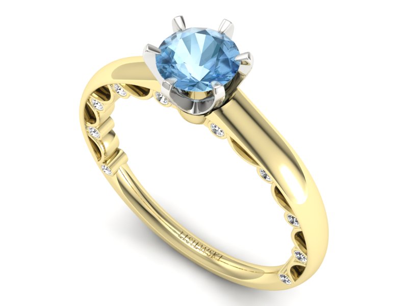 Pierścionek topaz i brylanty białe żółte złoto - p16400zbtp — zdjęcie 3