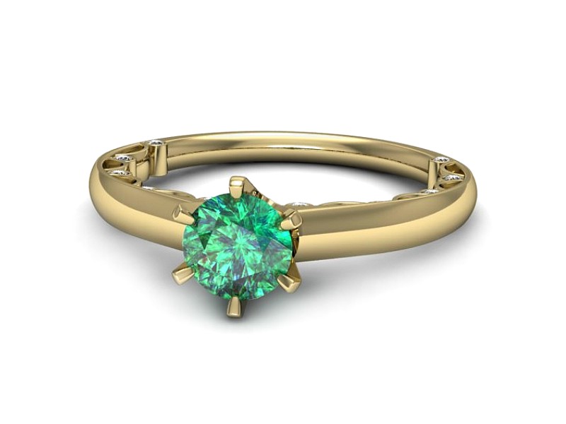 Złoty pierścionek ze szmaragdem i brylantami - p16400zsm — zdjęcie 5