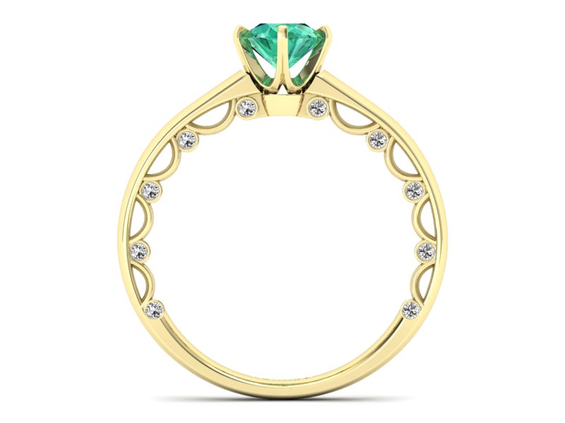 Złoty pierścionek ze szmaragdem i brylantami - p16400zsm — zdjęcie 2