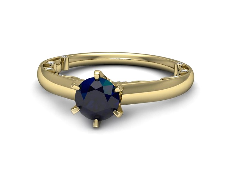 Złoty pierścionek z szafirem i brylantami - p16400zsz — zdjęcie 5