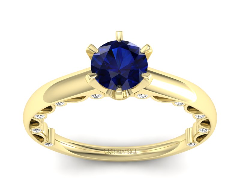 Złoty pierścionek z szafirem i brylantami - p16400zsz