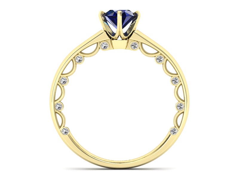 Złoty pierścionek z szafirem i brylantami - p16400zsz — zdjęcie 2
