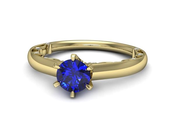 Złoty pierścionek z szafirem i diamentami - p16400zszc