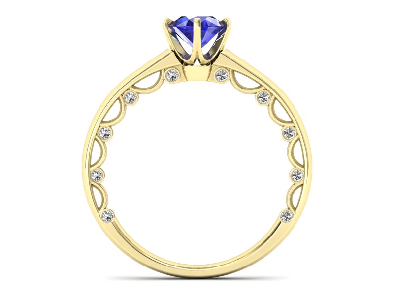 Złoty pierścionek z szafirem i diamentami - p16400zszc — zdjęcie 2