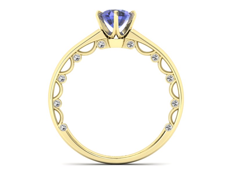 Pierścionek z tanzanitem i brylantami żółte złoto - p16400zt — zdjęcie 2