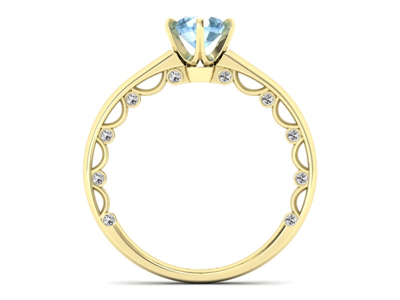 Złoty pierścionek z topazem i brylantami - p16400ztp — zdjęcie 2