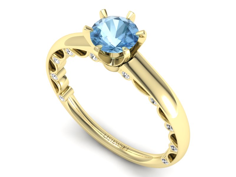 Złoty pierścionek z topazem i brylantami - p16400ztp — zdjęcie 3