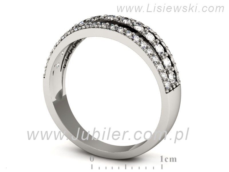Złoty pierścionek z brylantami białe złoto - p16401b — zdjęcie 3