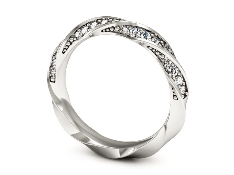 Pierścionek obrączka z brylantami białe złoto - p16406b — zdjęcie 3