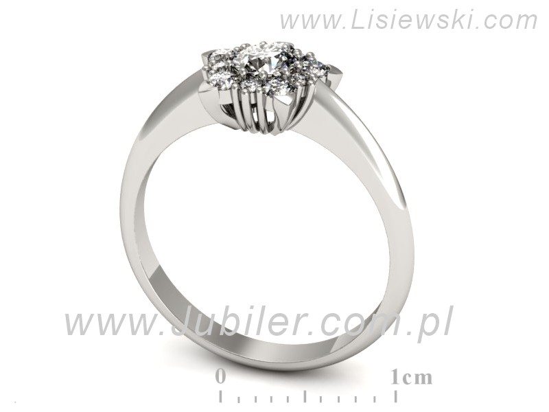 Złoty pierścionek z brylantami białe złoto - p16407b — zdjęcie 3