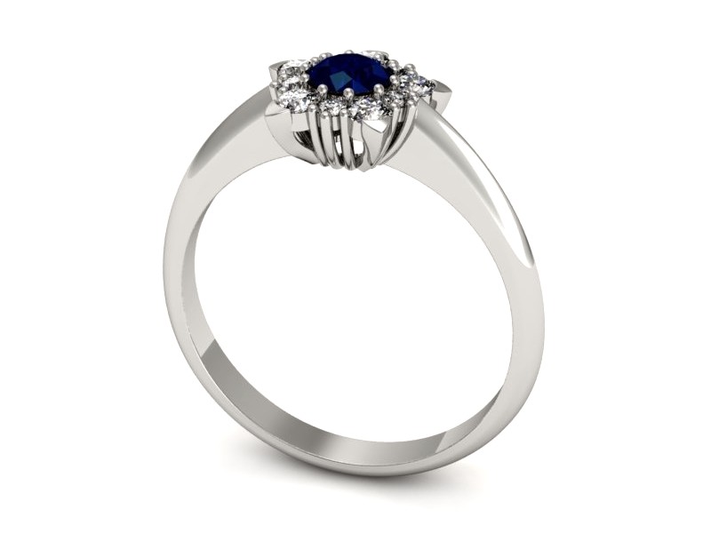 Pierścionek z szafirem i brylantami białe złoto - p16407bsz — zdjęcie 3