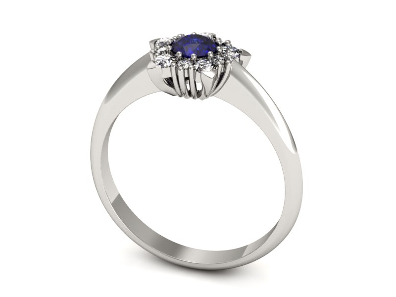 Pierścionek z szafirem i brylantem białe złoto - p16407bszc — zdjęcie 3