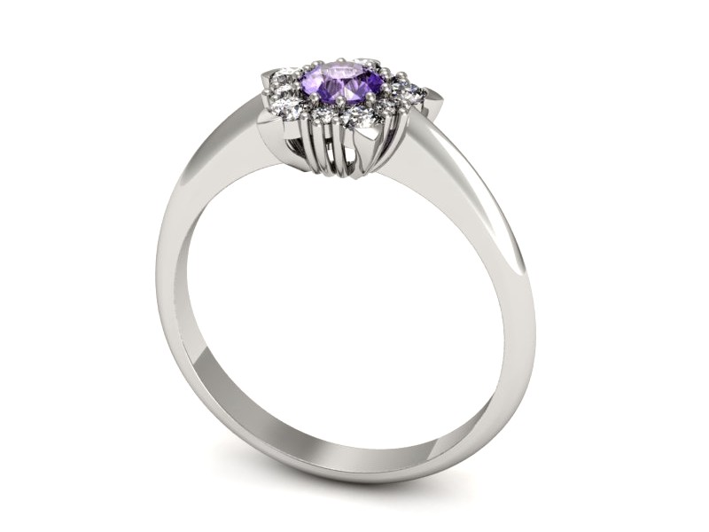 Pierścionek z tanzanitem białe złoto i brylantami - p16407bt — zdjęcie 3