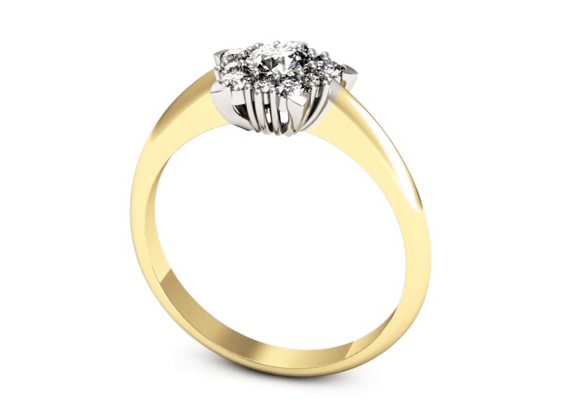 Pierścionek z diamentami żółte i białe złoto - p16407zb — zdjęcie 3