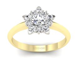 Pierścionek z diamentami żółte i białe złoto - p16407zb
