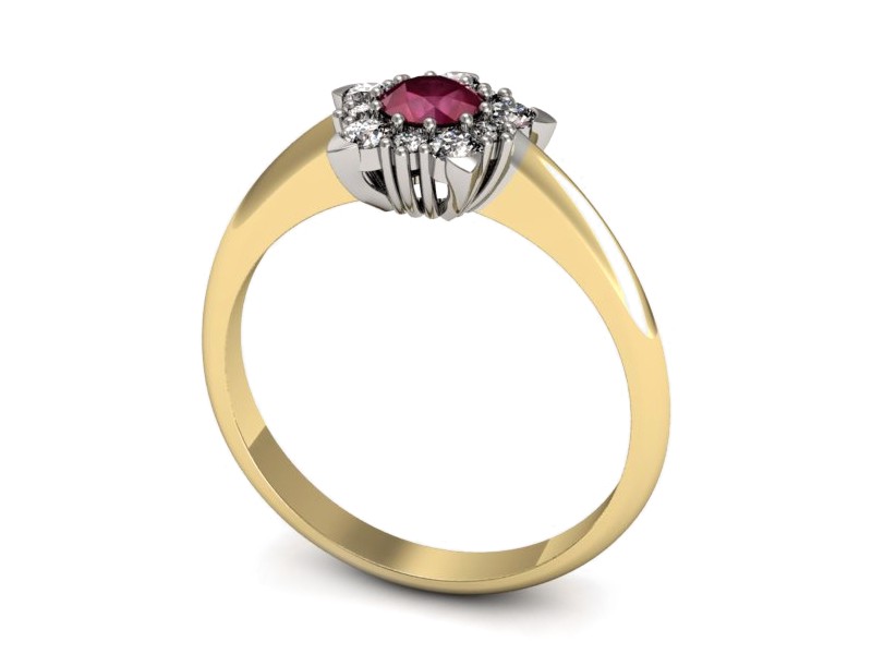 Pierścionek z rubinem i diamentami - p16407zbr — zdjęcie 3