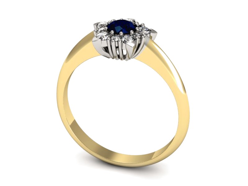 Złoty pierścionek z szafirem i brylantami - p16407zbsz — zdjęcie 3