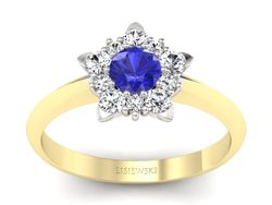 Pierścionek z szafirem i diamentami - p16407zbszc