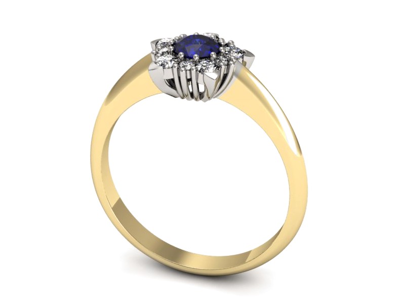 Pierścionek z szafirem i diamentami - p16407zbszc — zdjęcie 3