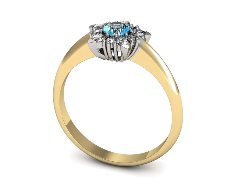 Pierścionek topaz i brylanty białe żółte złoto - p16407zbtp — zdjęcie 3